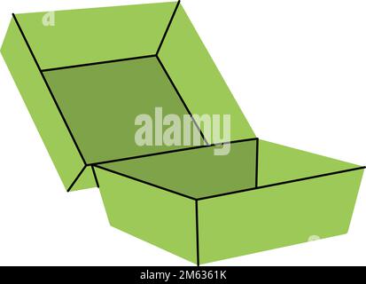 Craft Burger Box Silhouette. Leere Pappkartons für das Symbol für Lebensmittel zum Mitnehmen. Straßennahrungsmittelverpackungen. Isoliert auf weißem Hintergrund. Stock Vektor