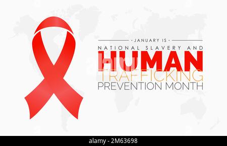 Vector-Banner-Vorlage Designkonzept des National Slavery and Human Trafficking Prevention Month wird jeden Januar beobachtet Stock Vektor