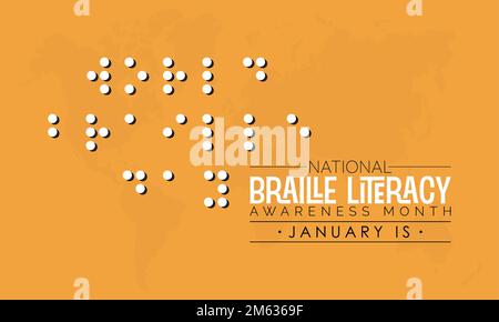 Vektorbanner-Vorlagen-Design-Konzept des National Braille Literacy Month beobachtet jedes Jahr im Januar Stock Vektor