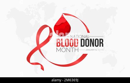 Vektorbanner-Template-Design-Konzept des National Blood Spender Month beobachtet jeden Januar Stock Vektor