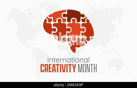 Vector Banner Template Design Konzept des International Creativity Month wird jedes Jahr im Januar beobachtet Stock Vektor