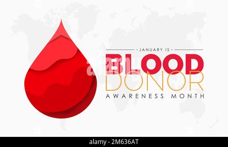 Vektorbanner-Template-Design-Konzept des National Blood Spender Month beobachtet jeden Januar Stock Vektor