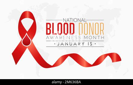 Vektorbanner-Template-Design-Konzept des National Blood Spender Month beobachtet jeden Januar Stock Vektor