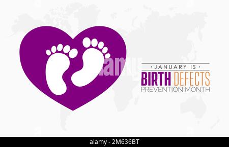 Vektorbanner Vorlagendesign-Konzept des National Birth Defects Prevention Month beobachtet jeden Januar Stock Vektor