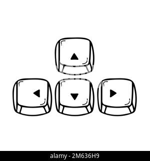 Die Anordnung der Cursortasten, die vier Cursortasten nach oben, unten, links und rechts im Cursorschlüsselbereich, die Pfeiltasten oder die Cursorbewegungstasten sind Tasten auf einem Com Stock Vektor