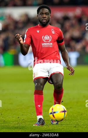 Nottingham, Großbritannien. 1. Januar 2023. Orel Mangala vom Nottingham Forest während des Premier League-Spiels auf dem City Ground, Nottingham. Der Bildausdruck sollte lauten: Andrew Yates/Sportimage Credit: Sportimage/Alamy Live News Stockfoto