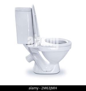 Weiß wc-Schüssel close-up auf einem weißen Hintergrund. Stockfoto