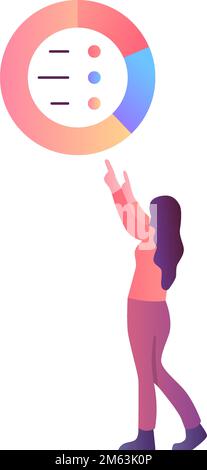 Projektmanagement-Symbol Frau und Tortendiagramm Vektor Stock Vektor