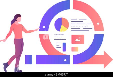 Agile Icon Woman arbeitet an Geschäftsmethoden Stock Vektor