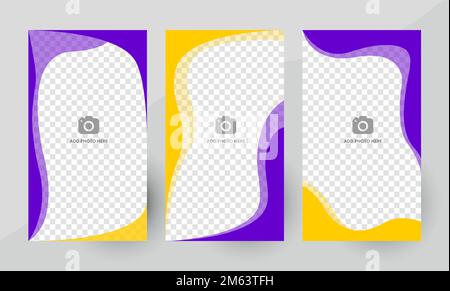 Textvorlagen für soziale Medien oder Banner. Vertikale Vorlagen mit Platz für ein Bild. Vektordarstellung Stock Vektor