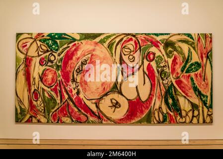 Lee Krasner malt The Seasons, 1957, Whitney Museum of American Art, mit Schwerpunkt auf American Art aus dem 20. Und 21. Jahrhundert, New York City, USA Stockfoto