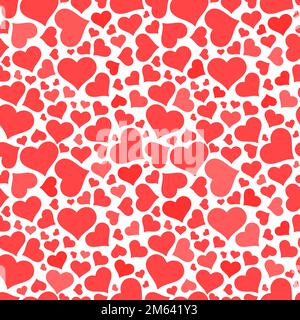 Herzmuster. Vektorherzen-Textur. Rot-weiß, nahtloses Herzmuster. Stock Vektor