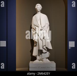 Die Skulptur Giacom Manzù wird in den italienischen Galerien auf der Piazza della Scala Mailand, Italien, ausgestellt Stockfoto