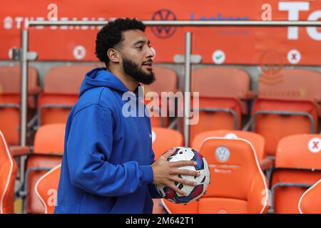 Blackpool, Großbritannien. 02. Januar 2023. Keshi Anderson #10 von Blackpool während des Sky Bet Championship-Spiels Blackpool vs Sunderland in Bloomfield Road, Blackpool, Großbritannien, 1. Januar 2023 (Foto von Mark Cosgrove/News Images) in Blackpool, Großbritannien, am 1./2. Januar 2023. (Foto: Mark Cosgrove/News Images/Sipa USA) Guthaben: SIPA USA/Alamy Live News Stockfoto