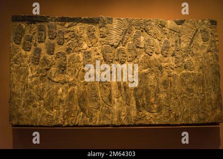 Kaiser und sein Hof, Northern Wei Dynastie, 6. Jahrhundert, alte chinesische Kunstgalerien, Metropolitan Museum of Art, New York City, USA Stockfoto