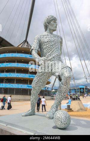 David Silva,Legende,Statue,Außen,AT,Etihad Stadium,Manchester City,Manchester City Fußballverein,Fans,Manchester,City,City,Zentrum,Nordwesten,England,Nordwestengland,Englisch,englische Stadt,Levelling Up,Greater Manchester, GB,Großbritannien,Großbritannien,Großbritannien,Großbritannien,Großbritannien,Großbritannien,Großbritannien,Großbritannien,englische Stadt, Stockfoto