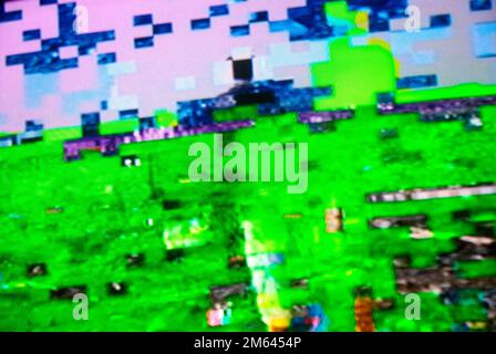 Bildstörungen bei einem Fernseher Stockfoto