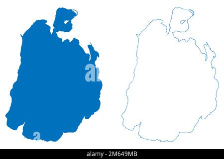 Lake Langano (Afrika, Demokratische Bundesrepublik Äthiopien) Karte Vektordarstellung, skizzierte Karte Stock Vektor