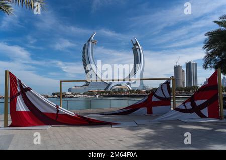 Lusail, Katar - 29. November 2022: Katara Twin Tower Hotel, Lusail Marina Park Doha, Katar. Stockfoto