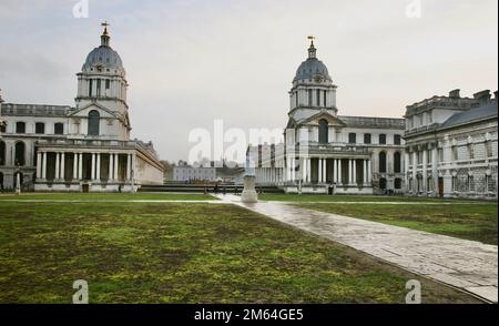 Blick auf das alte Royal Naval College in Greenwich, London, Großbritannien, Europa Stockfoto