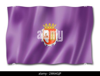 Burgos Provinzflagge, Spanien winkende Bannersammlung. 3D Abbildung Stockfoto