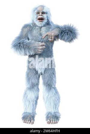 3D-Rendering eines Fantasy-Geschöpf Yeti isoliert auf weißem Hintergrund Stockfoto