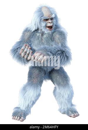 3D-Rendering eines Fantasy-Geschöpf Yeti isoliert auf weißem Hintergrund Stockfoto