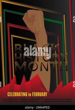 Luxuriöses „Black History Month“-Poster (im Februar). Abstrakte Veranstaltungsvorlage für Website, Banner, Buchumschlag, Präsentation. Stock Vektor