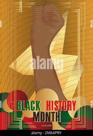 Luxuriöses „Black History Month“-Poster (im Februar). Abstrakte Veranstaltungsvorlage für Website, Banner, Buchumschlag, Präsentation. Stock Vektor