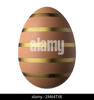 Ostereibraun mit goldenem Muster. Isoliert auf weißem Hintergrund. 3D Rendern.. Stockfoto
