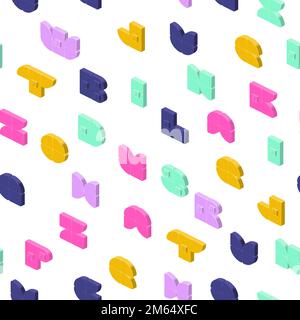 Muster aus dem englischen Alphabet in der Isometrie. Lustiger Jugendstil. Vektor-Clipart Stock Vektor