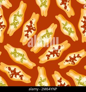 Koreanisches Street Food-Muster. Tofu-Reisrollen Yubuchobap mit unterschiedlichen Füllungen. Traditionelle asiatische Snacks. Süßer Kritzelhintergrund. Vector illu Stock Vektor