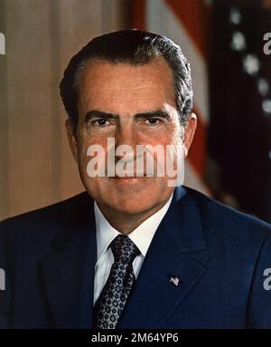 Offizielles Porträt des Präsidenten der Vereinigten Staaten, Richard M. Nixon, Kalifornien. 1970 Stockfoto