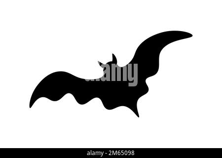 Das Halloween-Symbol der Fledermaus ist auf weißem Hintergrund isoliert. Stockfoto