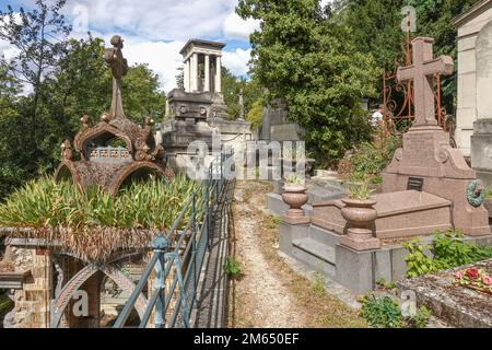 Frankreich, Paris, der Friedhof Pere Lachaise ist der größte Friedhof in Paris und die meistbesuchte Nekropole der Welt. Es ist auch der Standort von Three Worl Stockfoto