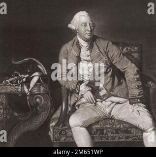 König George III. Von Großbritannien und Irland, 1738-1820. Von einem Abdruck von Richard Houston nach dem Gemälde von Johann Zoffany Stockfoto