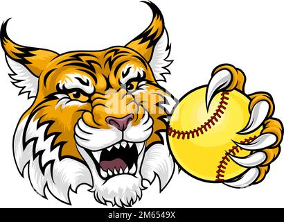 Wildcat Bobcat Softball Animal Sports Team Mascot Stock Vektor