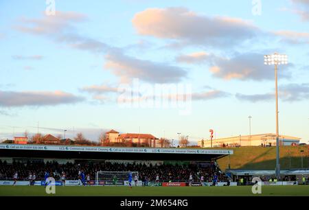 Ein allgemeiner Blick auf den Boden während des Spiels Sky Bet League Two im Sixfields Stadium, Northampton. Foto: Montag, 2. Januar 2023. Stockfoto