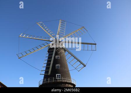 Heckington Windmill, Working 8-Sail Windmill, Heckington, Sleaford Lincolnshire, Großbritannien. Stockfoto