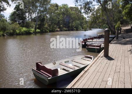 River Yarra und Ruderboote im Studley Park, Melbourne, Victoria, Australien Stockfoto