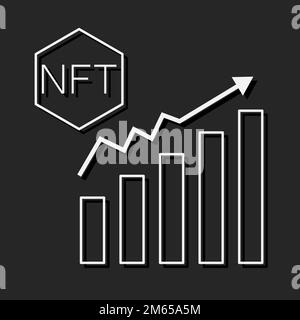 NFT-Münzliniensymbol, eindeutiges Token und Blockchain, nicht fungierbares Token-Vektorsymbol, Vektorgrafiken, bearbeitbares Konturzeichen, eps 10 Stock Vektor