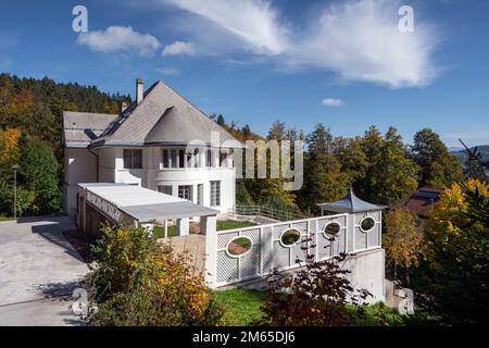 La Chaux-de-Fonds, Villa Jeanneret-Perret (bekannt als „Maison Blanche“) 1912 von Le Corbusier / Charles Jeanneret für seine Eltern erbaut, Gratenansi Stockfoto