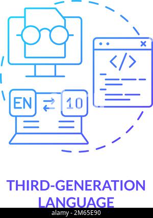 Blaues Gradientensymbol für Programmiersprache der dritten Generation Stock Vektor