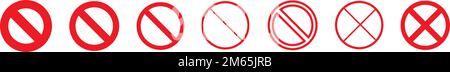 Ein Vektor eines Sets von Vorlagen für Verbotskreise in unterschiedlicher Dicke Stock Vektor