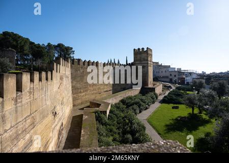 Die Alcazaba von Badajoz, eine alte maurische Zitadelle in Extremadura, Spanien Stockfoto