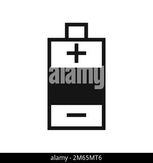 Batteriesymbol isoliert auf weißem Hintergrund. Schwarzer, flacher Klassiker mit modernem Umriss. Lineares Symbol und bearbeitbare Kontur. Einfach und Pixelleistung Stock Vektor