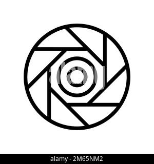 Linie mit Blendensymbol isoliert auf weißem Hintergrund. Schwarzer, flacher Klassiker mit modernem Umriss. Lineares Symbol und bearbeitbare Kontur. Einfach und Pixel pro Stock Vektor