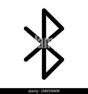 Bluetooth-Symbolzeile isoliert auf weißem Hintergrund. Schwarzer, flacher Klassiker mit modernem Umriss. Lineares Symbol und bearbeitbare Kontur. Einfach und Pixel pe Stock Vektor