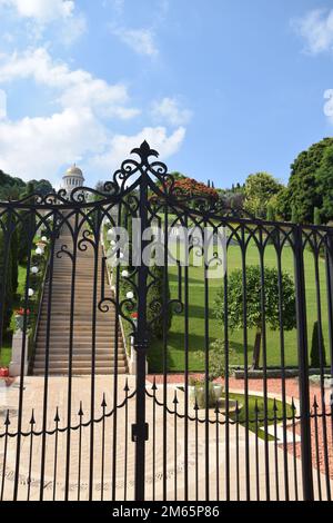 Die Terrassen von Baháʼí - die hängenden Gärten auf dem Berg Carmel in Haifa, Israel Stockfoto
