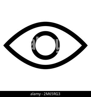 Linie mit Augensymbol isoliert auf weißem Hintergrund. Schwarzer, flacher Klassiker mit modernem Umriss. Lineares Symbol und bearbeitbare Kontur. Einfach und pixelgenau Stock Vektor